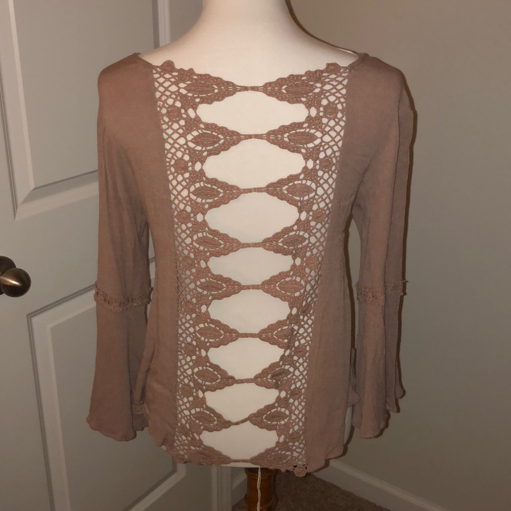 Brown Blouse with Cut Outs